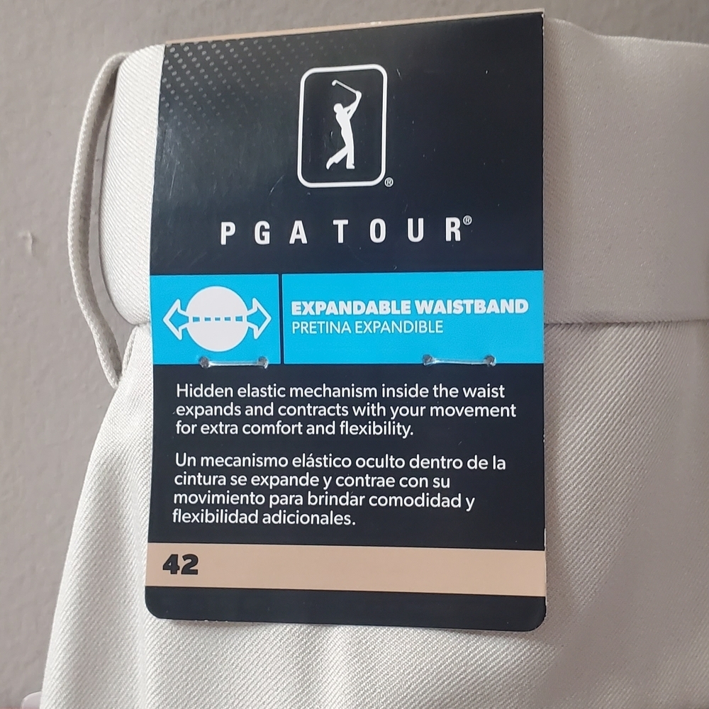 PGA Tour Men's Classic Light Creamy Tan Flat Front Shorts. Sz 42 NWT - Picture 2 of 7